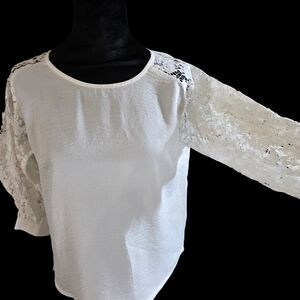 Hazel White Lace Sleeve Blouse